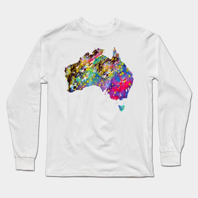 Australia map Long Sleeve T-Shirt by erzebeth